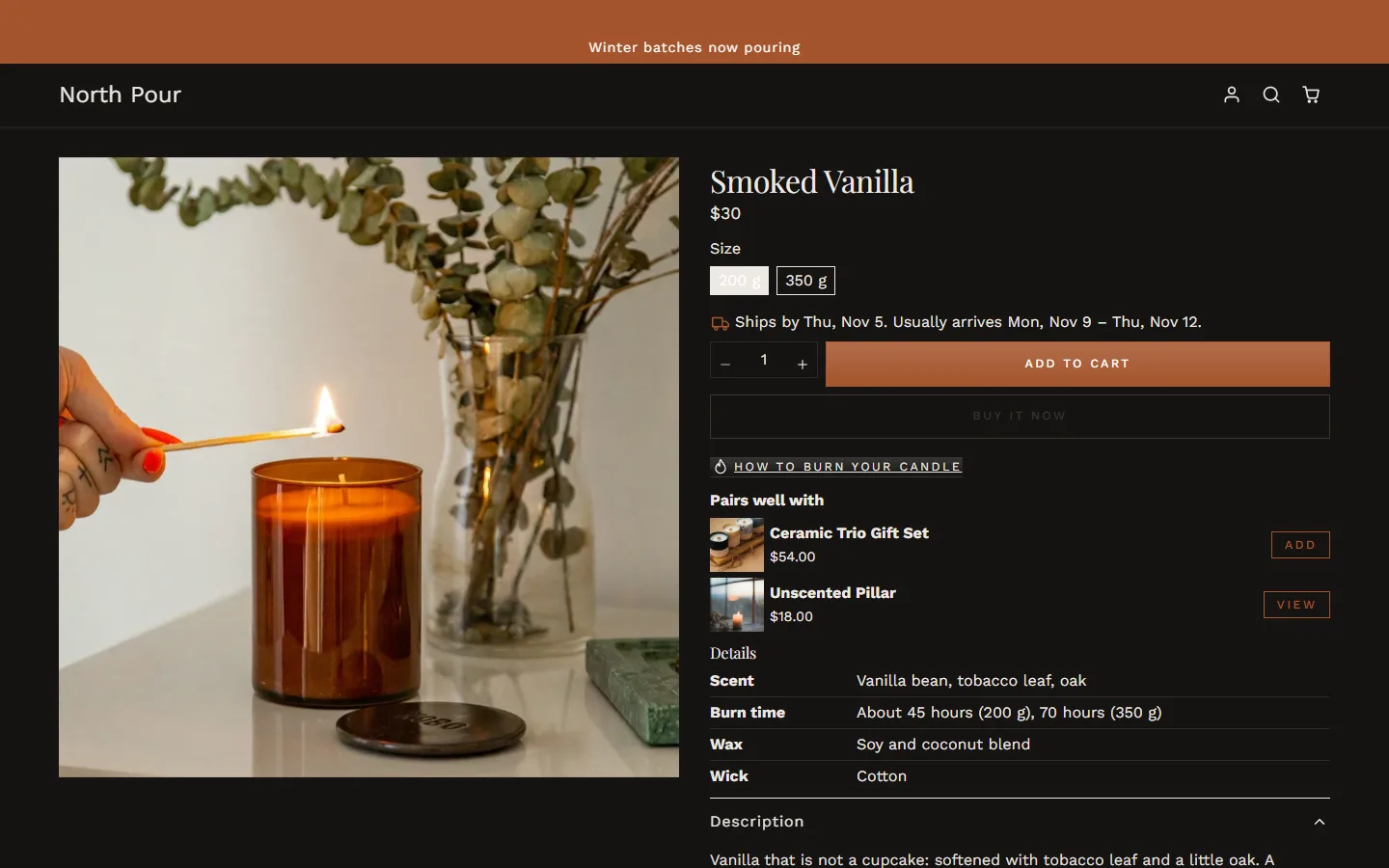 A North Pour product page